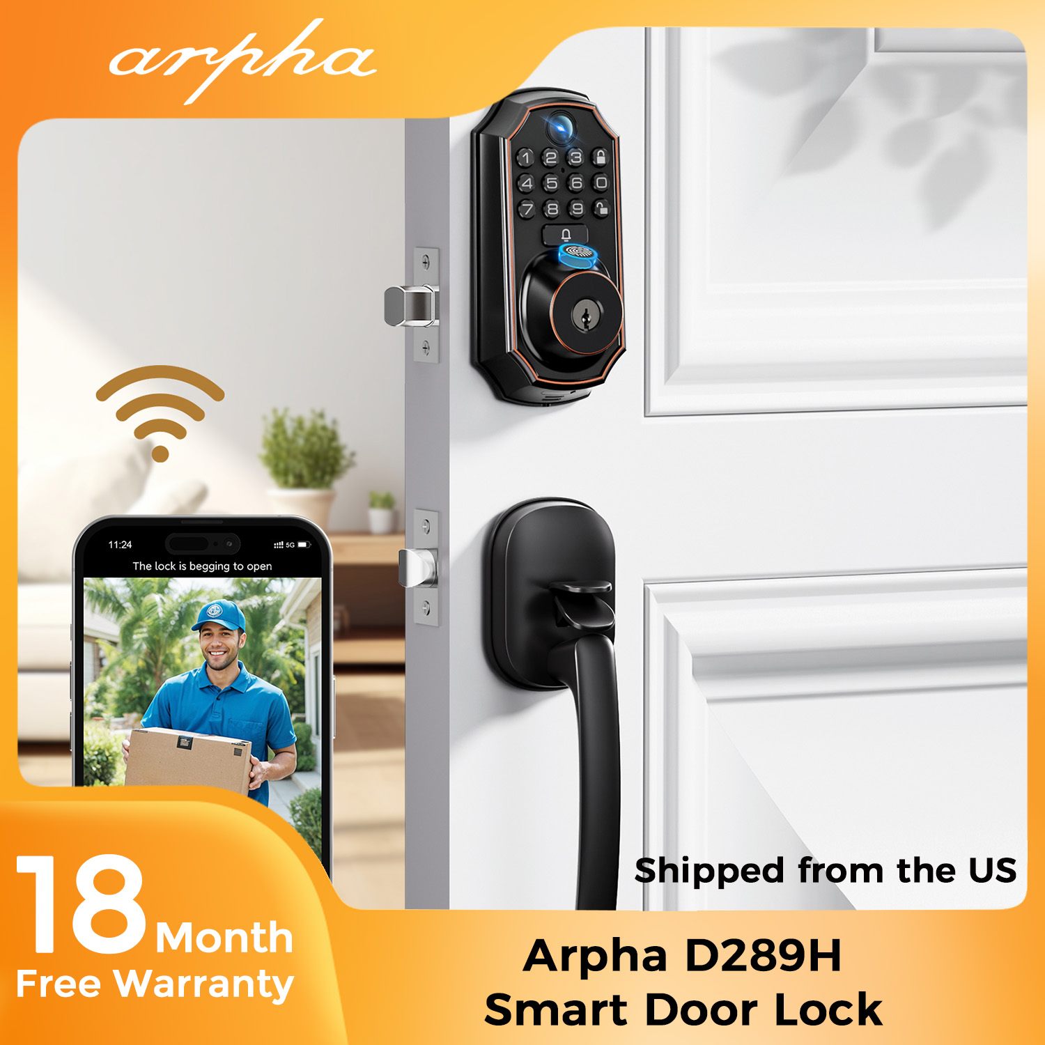 Home Security Front Door Camera - ARPHA D289H Smartes Türschloss mit Kamera,