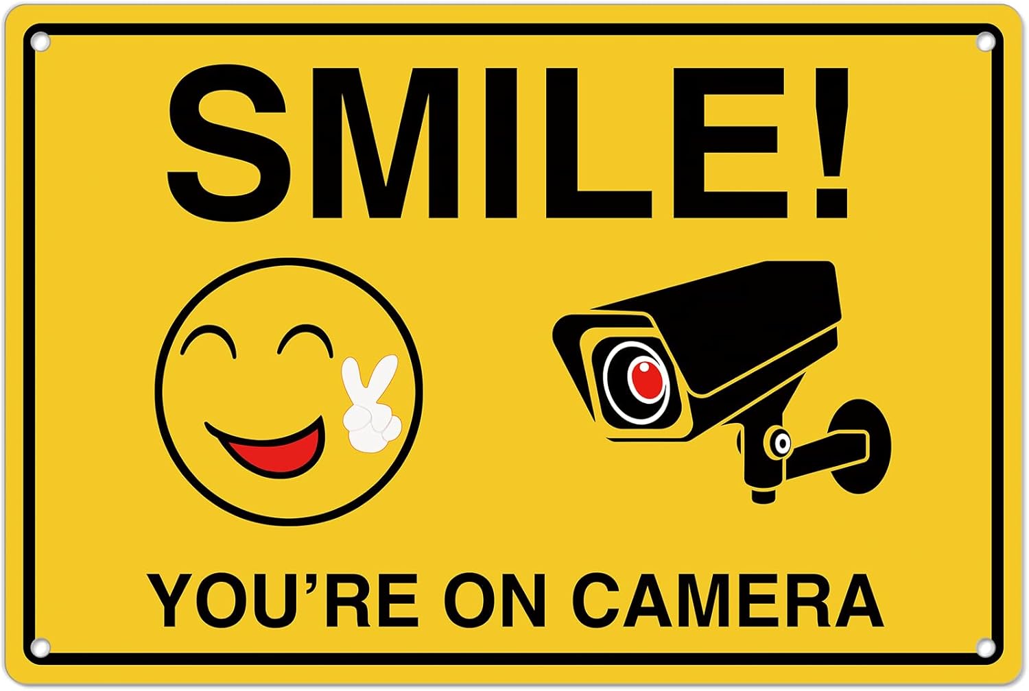 Home Security Items - Smile Youre On Kameraschilder; Rostfreie Aluminium-Videoüberwachung